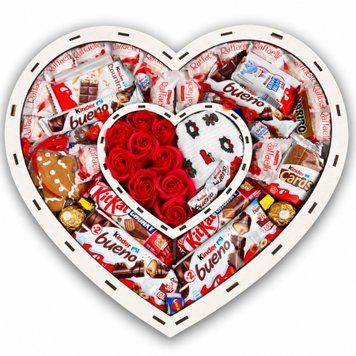 Новорічний подарунковий бокс Зимова казка із солодощами Kinder Raffaello та печивом 1141 фото