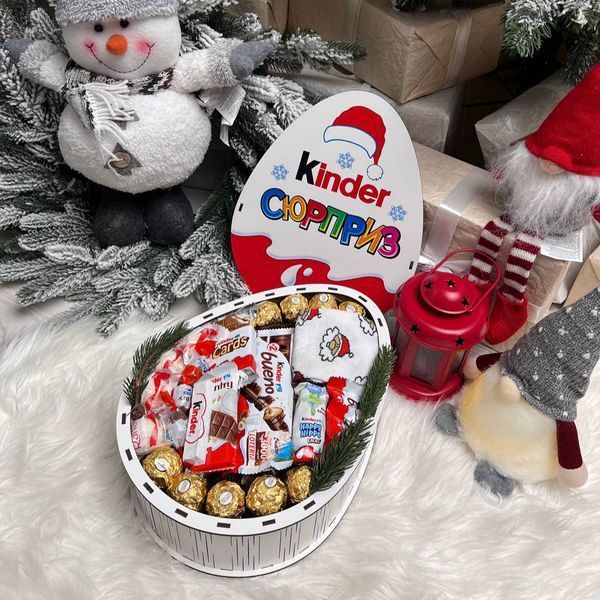 Подарочный набор бокс kinder новогодний с конфетами сладкий подарок 1139 фото