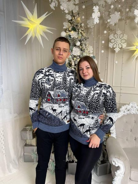 Новогодние свитера с оленями для пары праздничные зимние парные свитера  Dl/djM фото