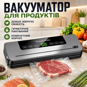 Вакууматор для продуктів м&rsquo;яса риби овочів побутовий вакуумний пакувальник для заморозки зберігання їжі домашній кухонний 57852TN фото